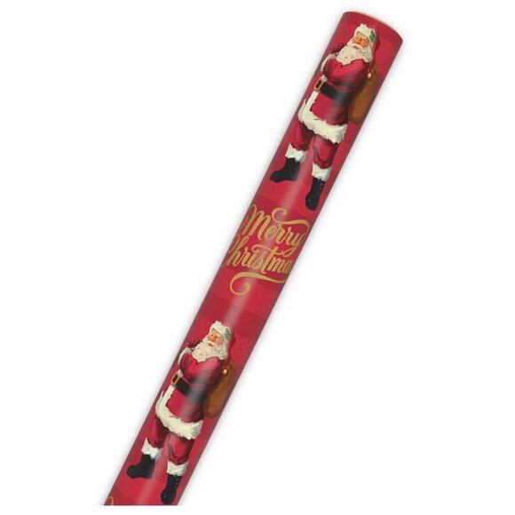 Hallmark Wrapping Paper Christmas Merry Christmas Santa Red Jumbo Roll 90 sq ft - Picture 4 of 5